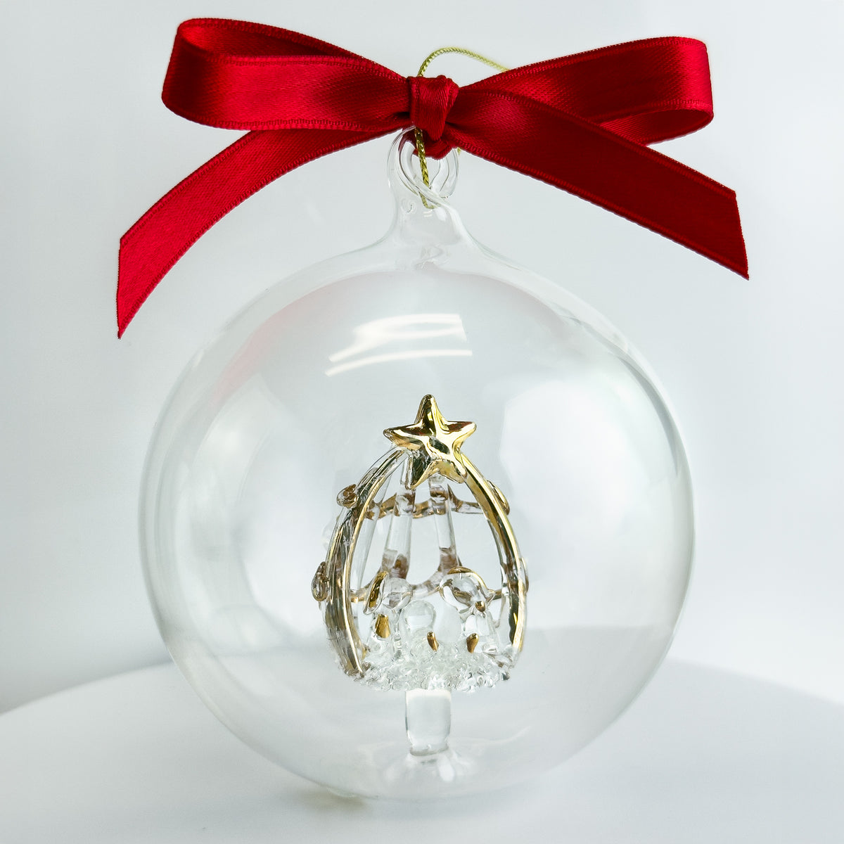 Blown Clear Glass Ornament with Nativity - My Italian Decor