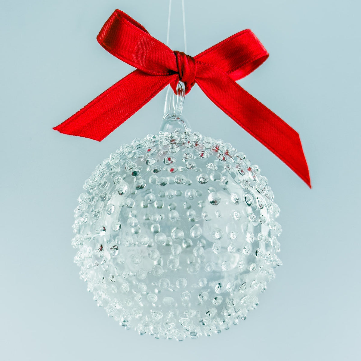 Set of 4 - Blown Clear Glass Texture Ornaments, Made in italy - My Italian Decor