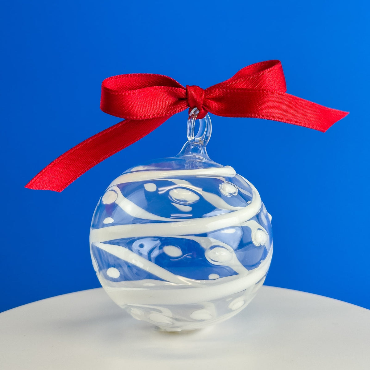 Set of 4 - Blown Clear Glass Texture Ornaments, Made in italy - My Italian Decor