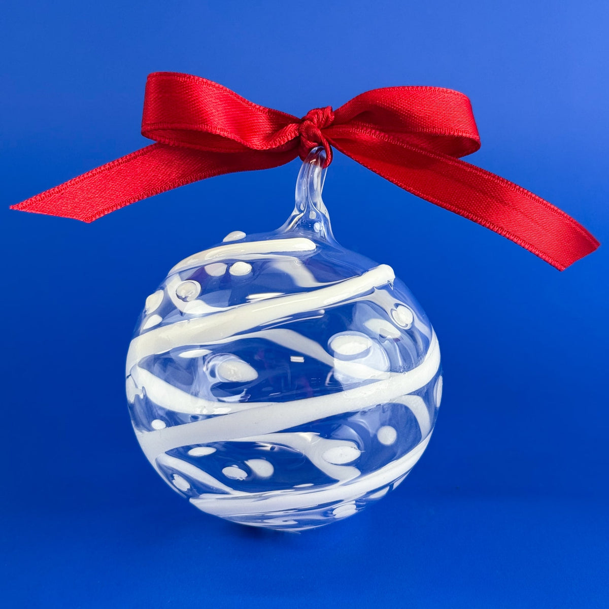 Set of 4 - Blown Clear Glass Texture Ornaments, Made in italy - My Italian Decor