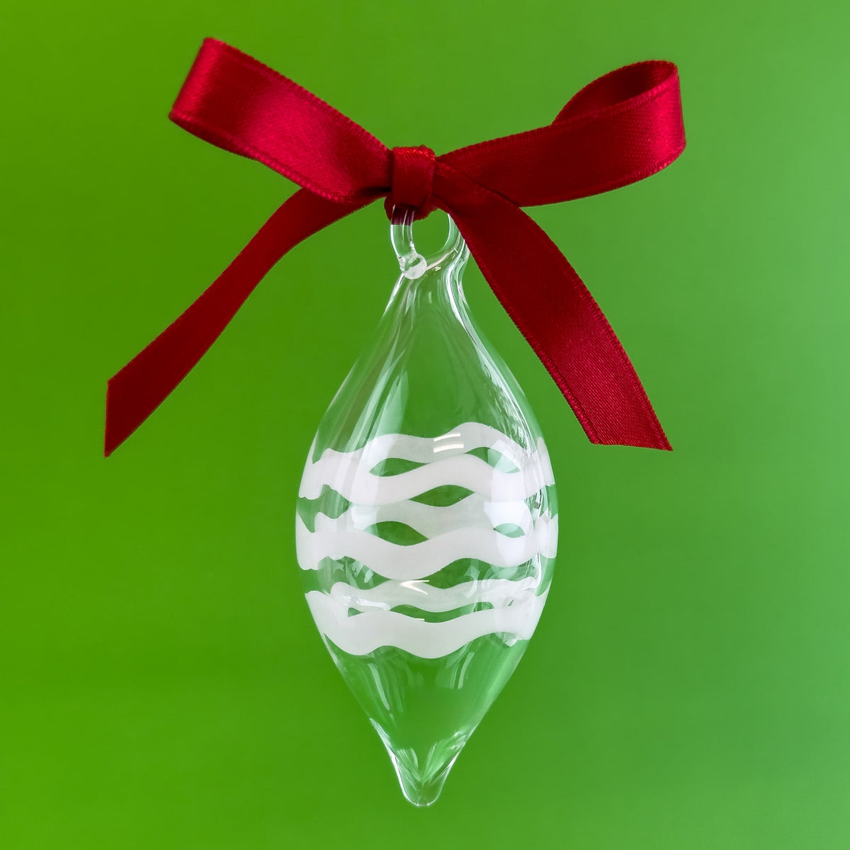 Set of 4 - Blown Clear Glass Texture Ornaments, Made in italy - My Italian Decor