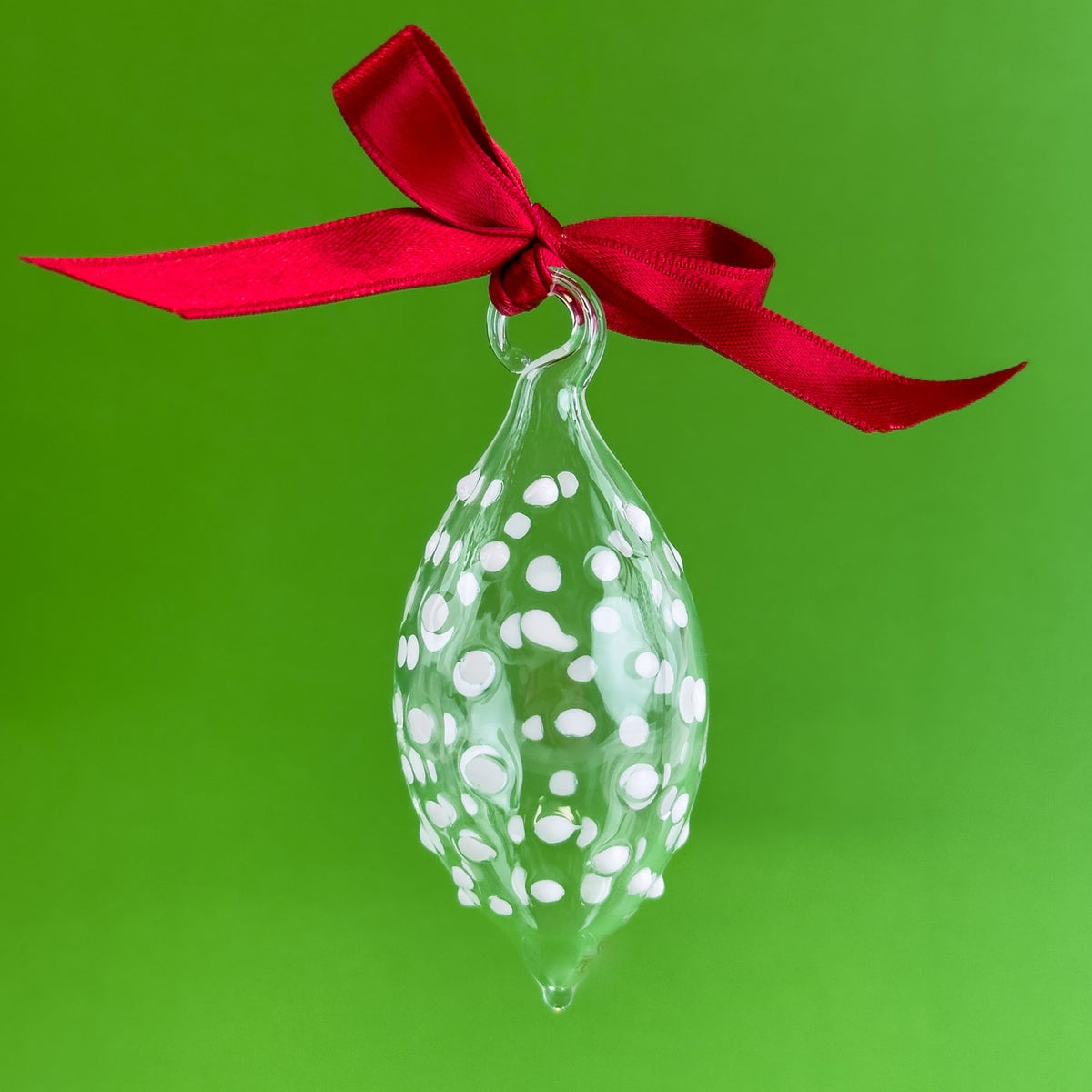 Set of 4 - Blown Clear Glass Texture Ornaments, Made in italy - My Italian Decor