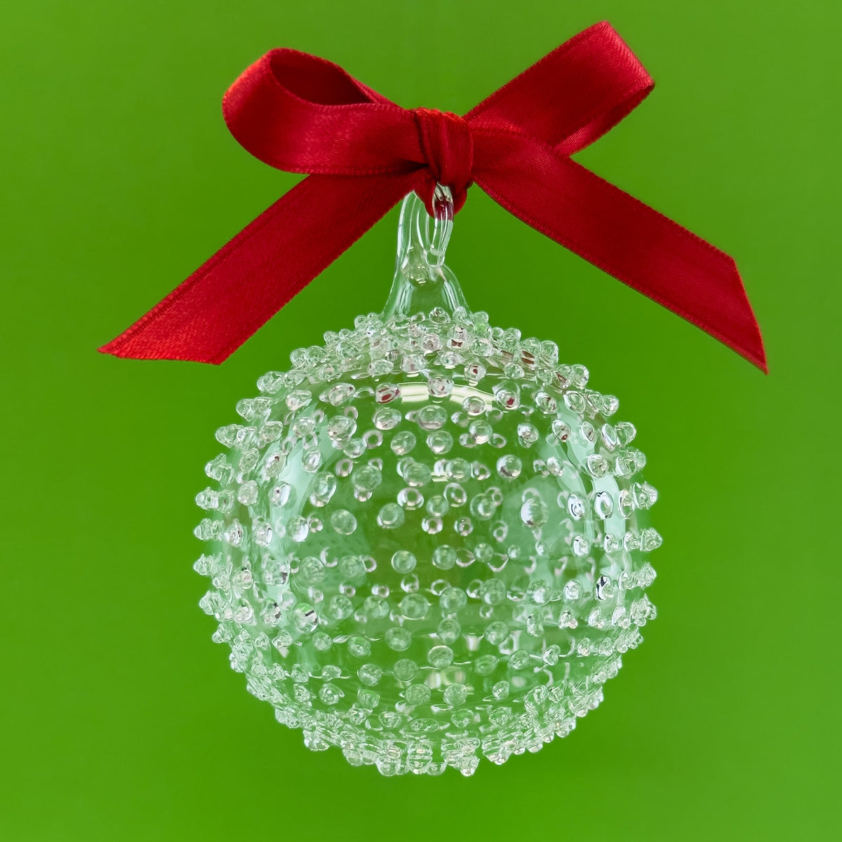 Set of 4 - Blown Clear Glass Texture Ornaments, Made in italy - My Italian Decor