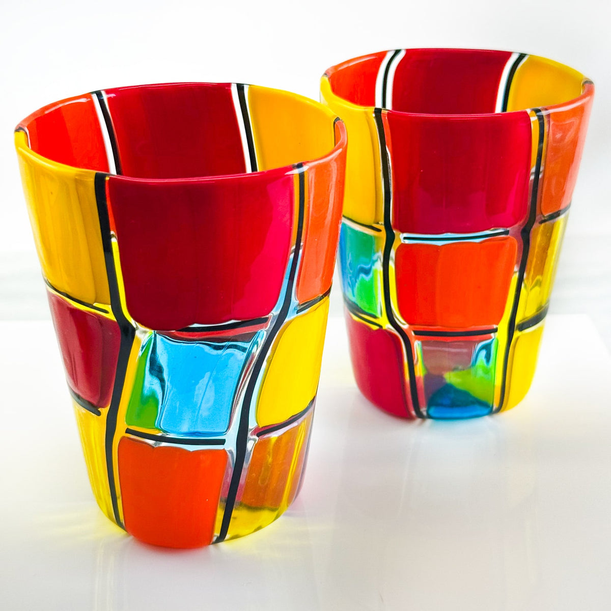 Set of 2 Drinking Glasses, Carafe, Pazzia - Handblown Murano Glass