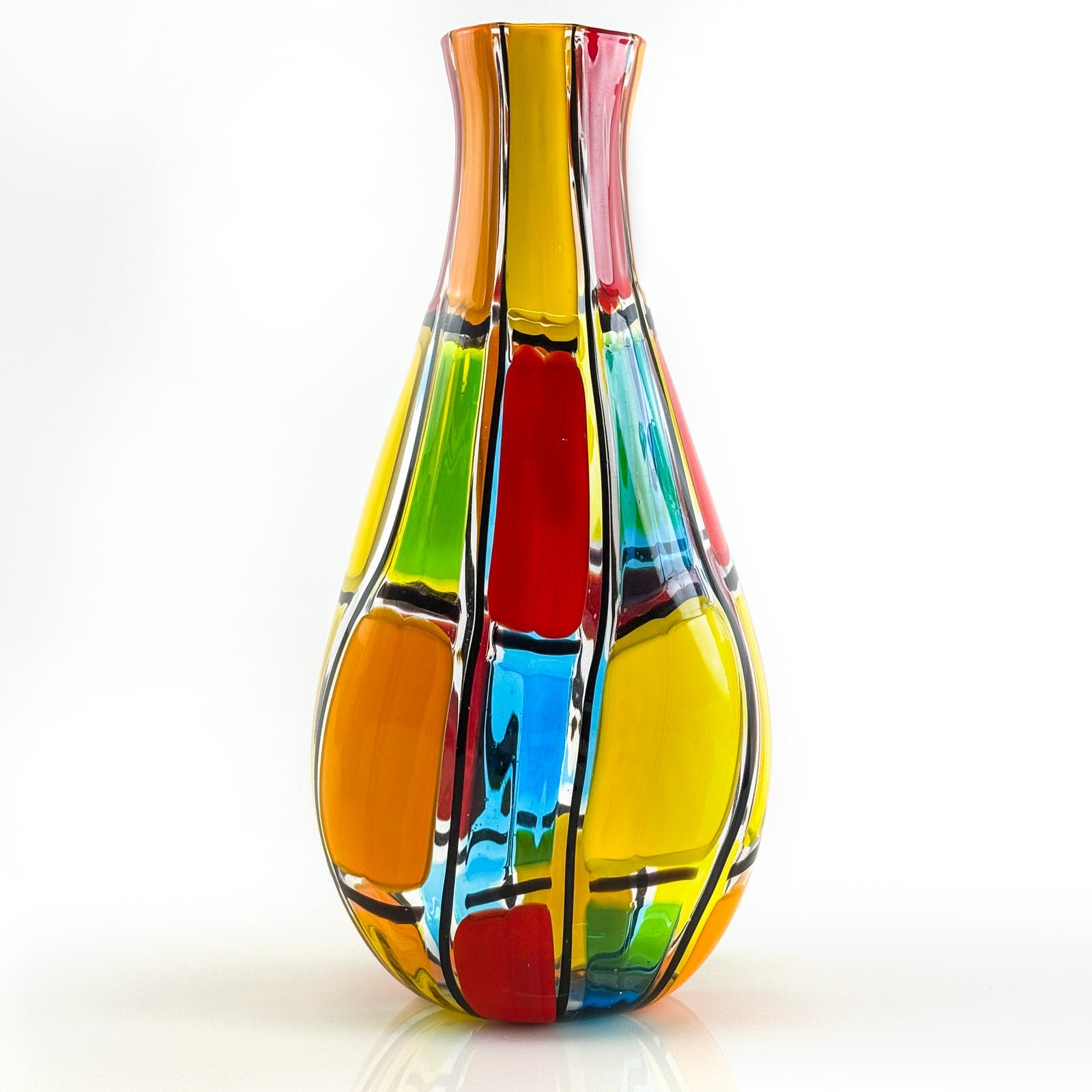 Large flattened hourglass vase by MyItalianDecor, signed by the artist, made in Italy, featuring a smooth, elegant ceramic design.