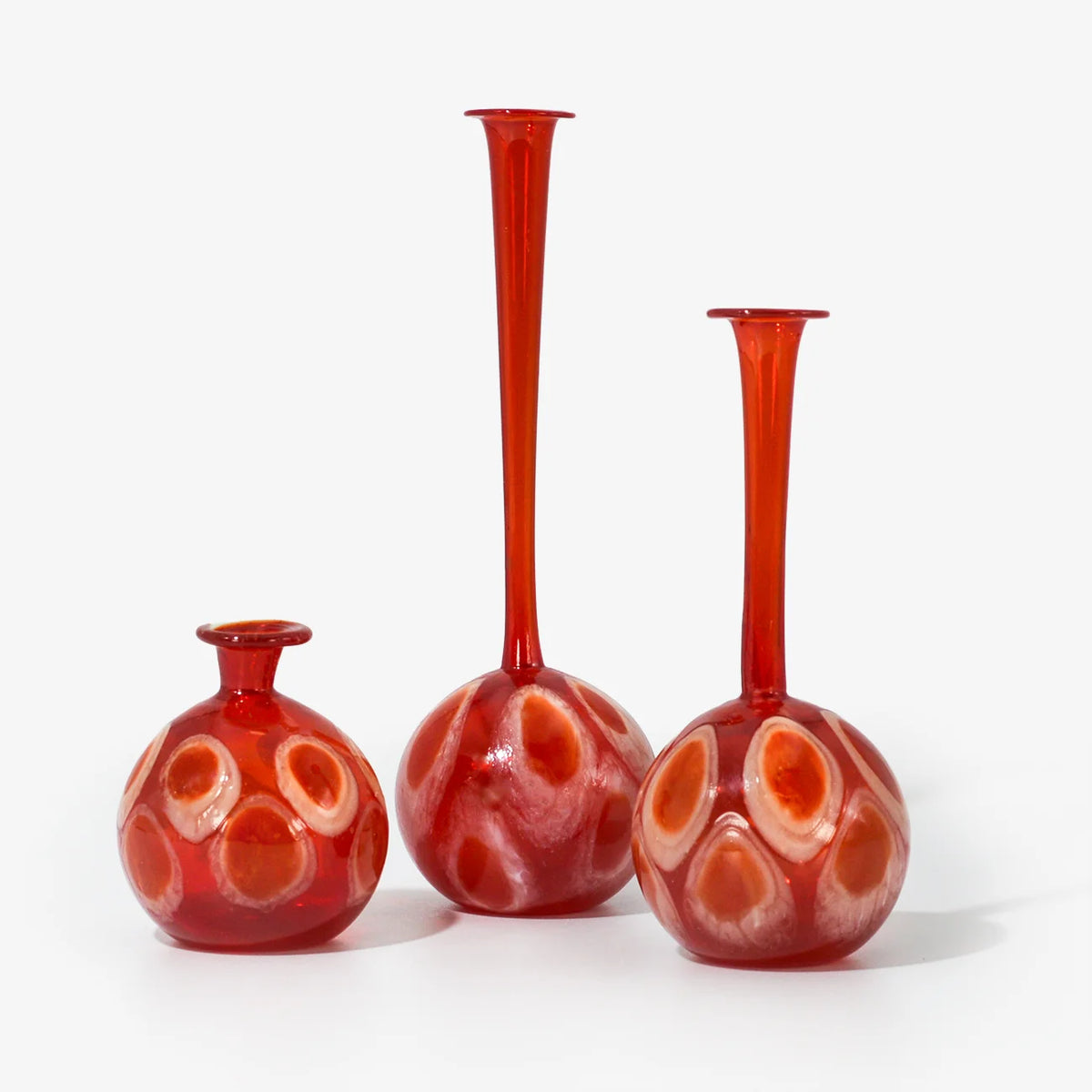 Elegant Murano glass peacock-shaped decorative bottle or bud vase with vibrant colors and intricate design.