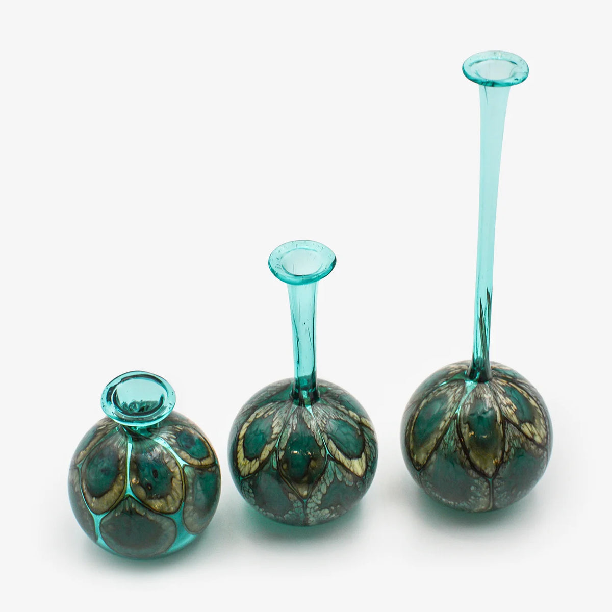 Elegant Murano glass peacock-shaped decorative bottle and bud vase by My Italian Decor, showcasing vibrant colors and intricate craftsmanship.