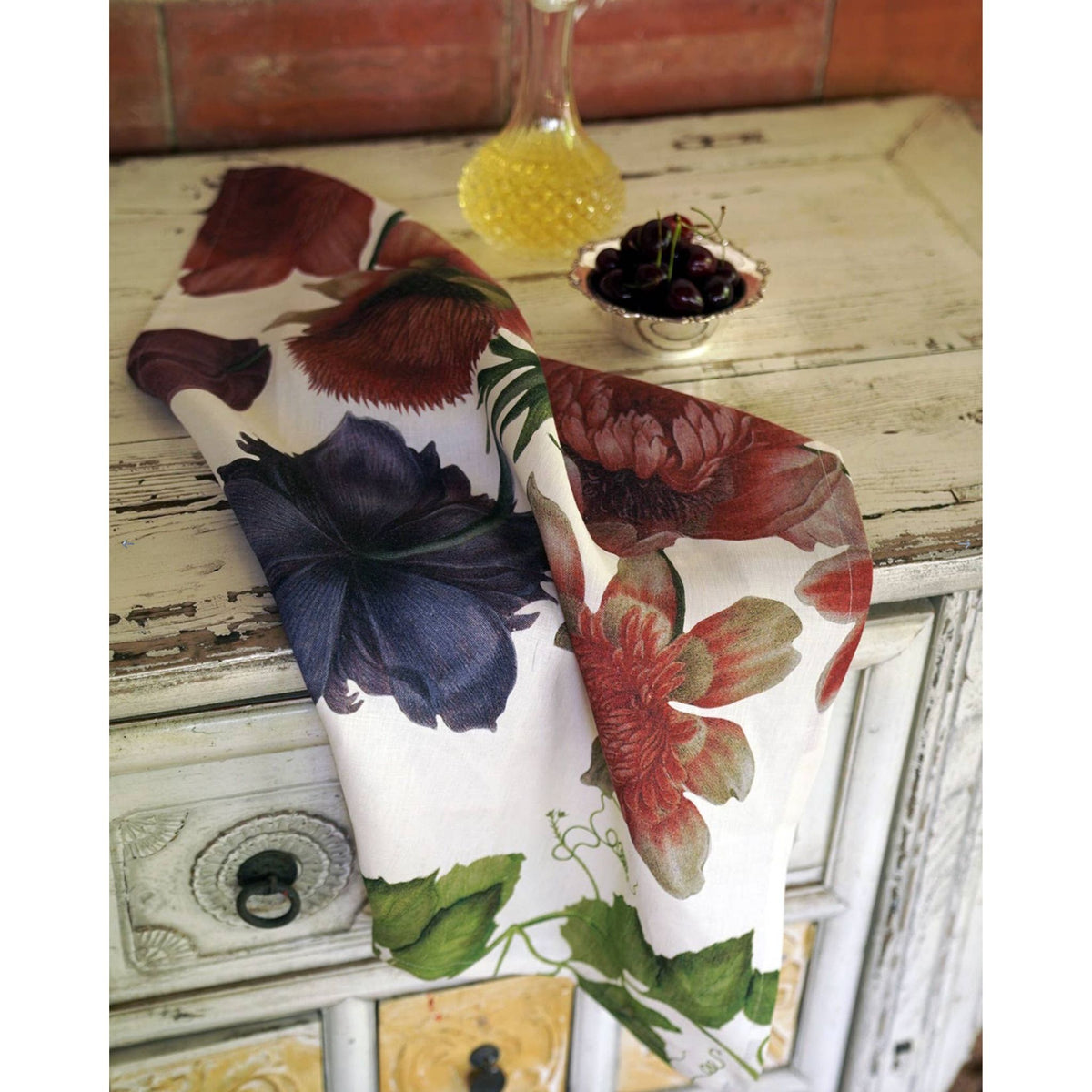 Floral Kitchen Towel, 100% Linen, Made in Italy - My Italian Decor