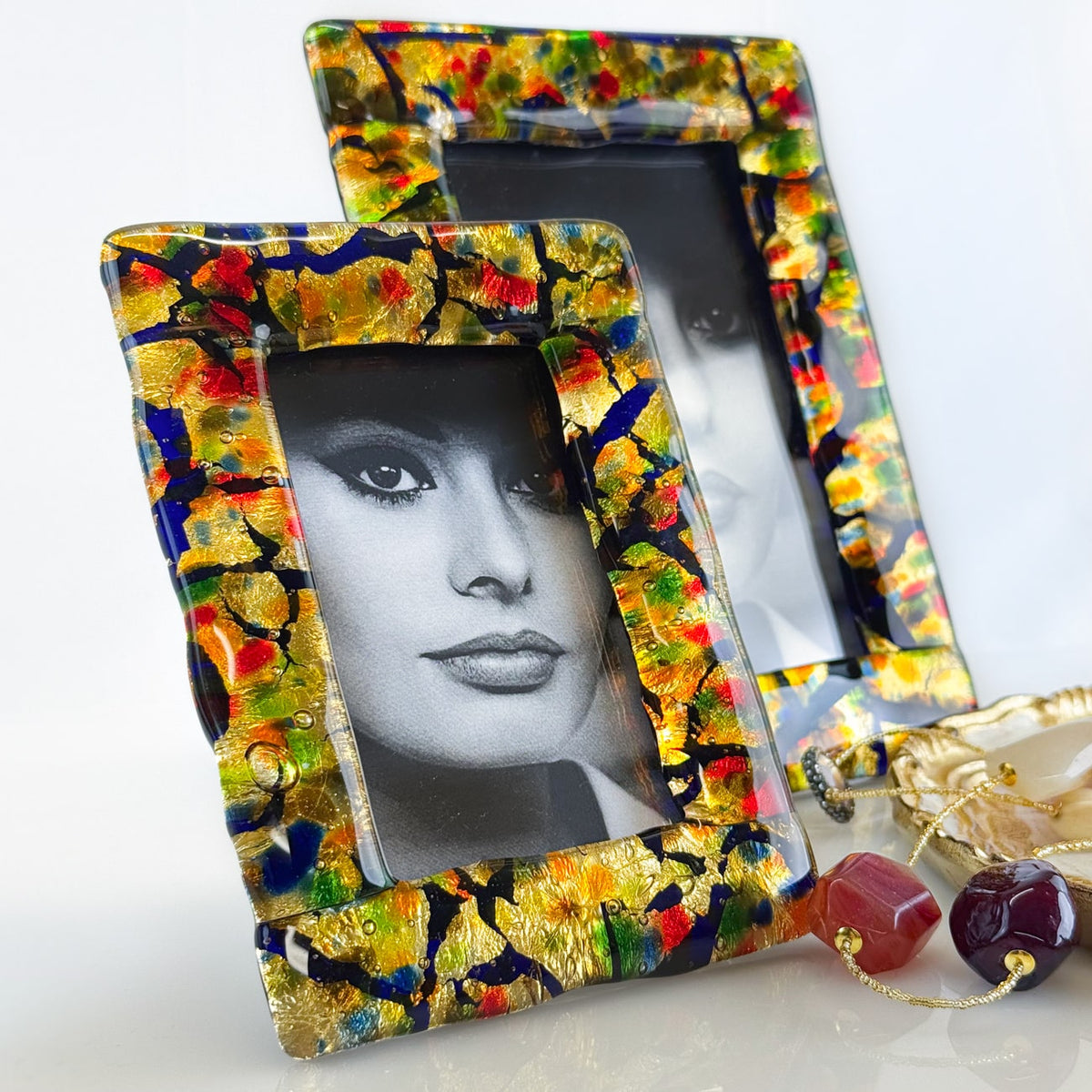 Glass Multicolored Photo Frame - Murano Glass - My Italian Decor
