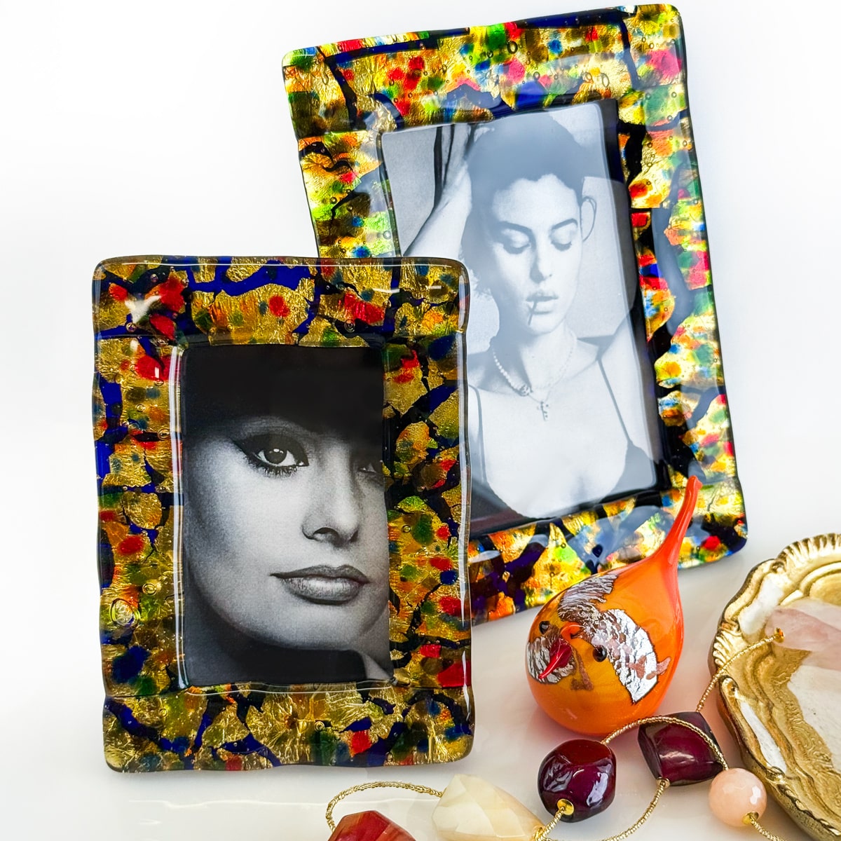 Glass Multicolored Photo Frame - Murano Glass - My Italian Decor