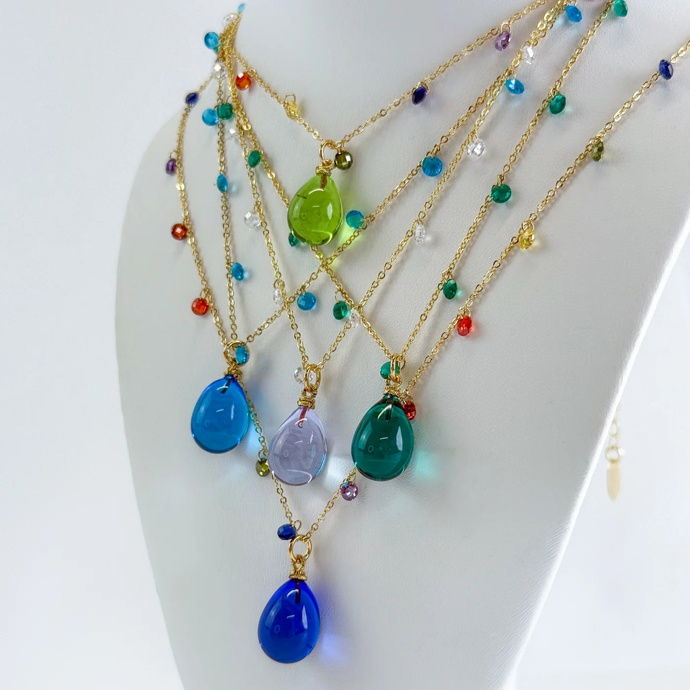 Handcrafted Murano Glass Pioggia Necklace with colorful glass beads and silver accents, showcasing Italian artisan craftsmanship.