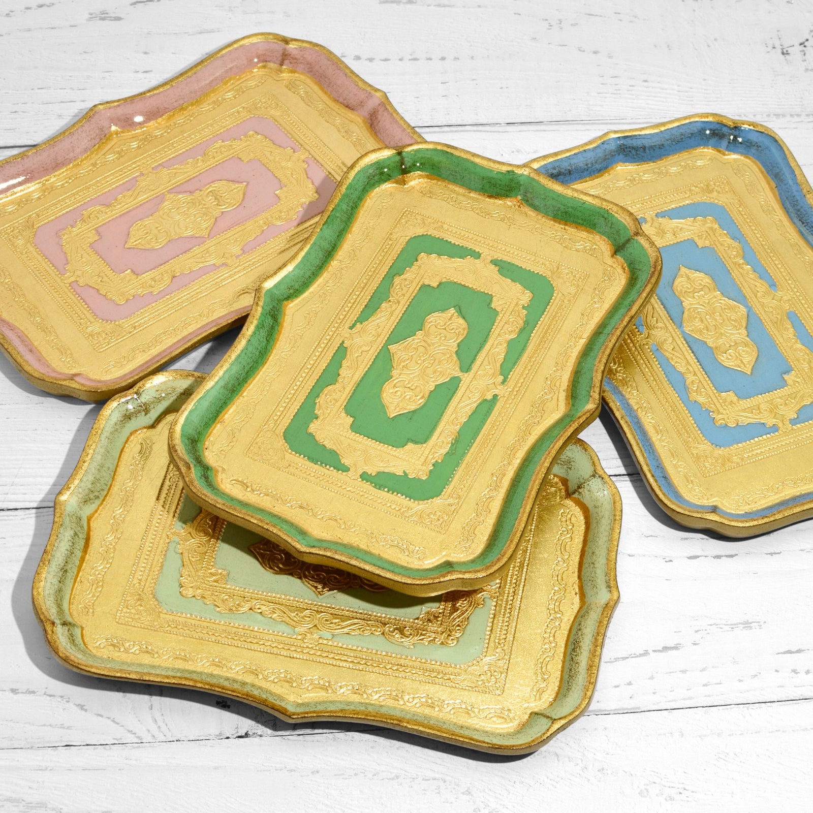 Florentine Carved Wood Rectangle Scalloped Mini Tray - My Italian Decor