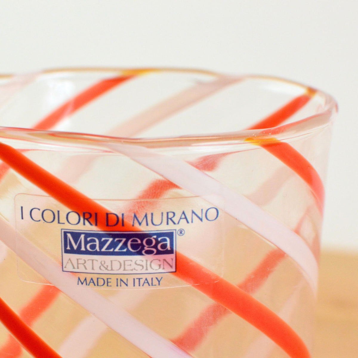 Italian Handblown Glass Tumblers - Blue, Red, Green, Yellow, Spiral Design