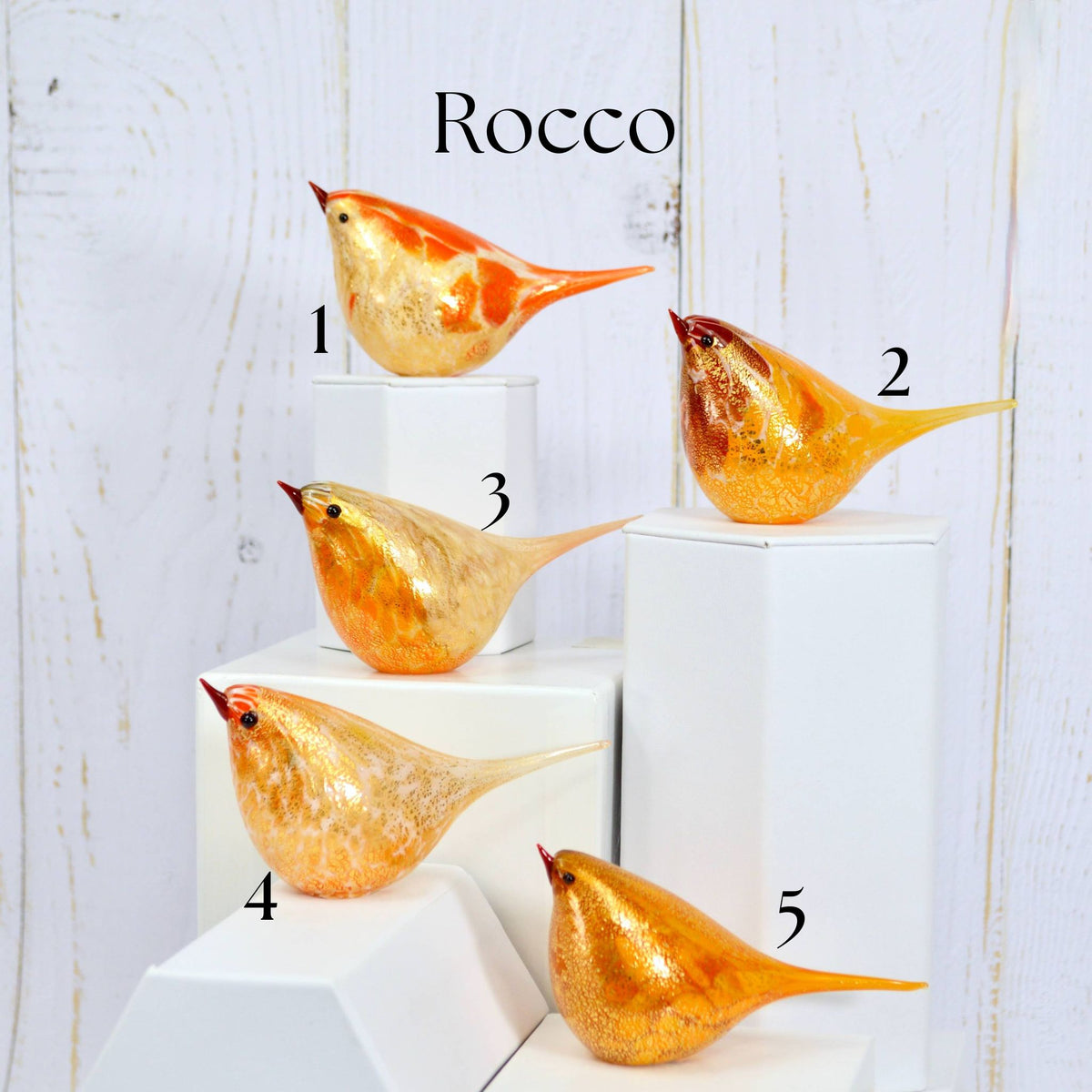 Murano Glass Handblown Italian Chirpie Bird, Orange - Rocco - My Italian Decor