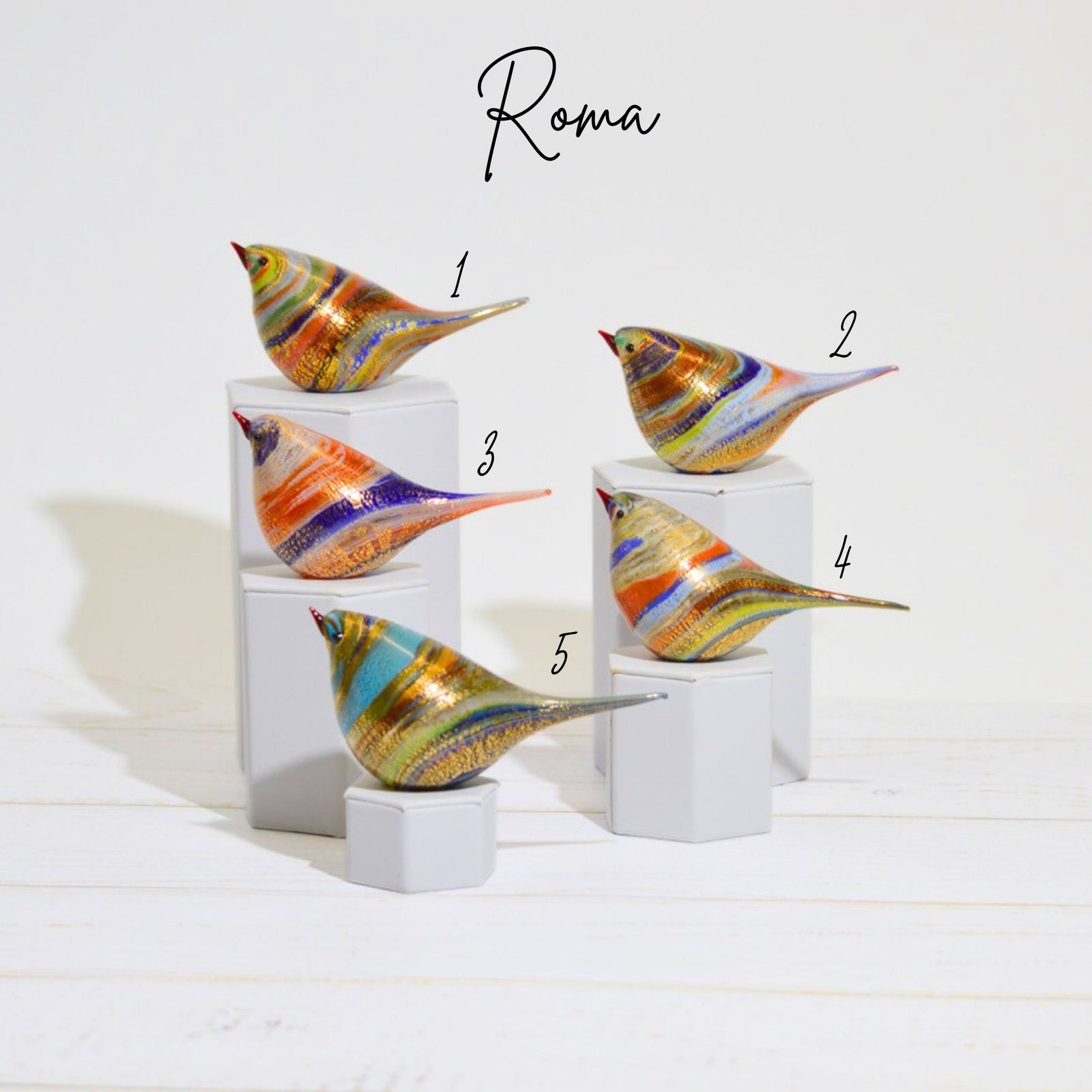 Roma Chirpie Bird, Multicolor, Murano Glass Figurine - My Italian Decor