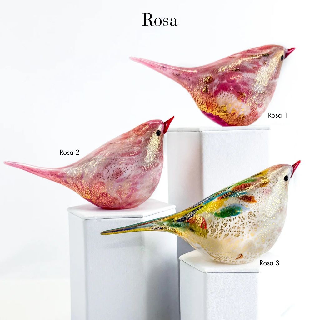 Murano Glass Handblown Italian Chirpie Bird, Pink, Made in Italy - My Italian Decor