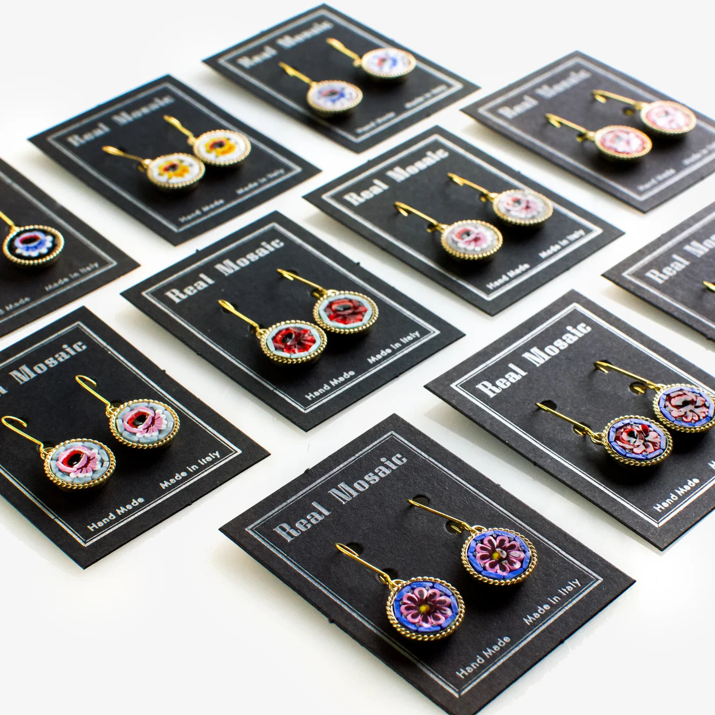 Florentine Mosaic Large Floral Earrings, Large Circle Shape, Made in Italy - My Italian Decor