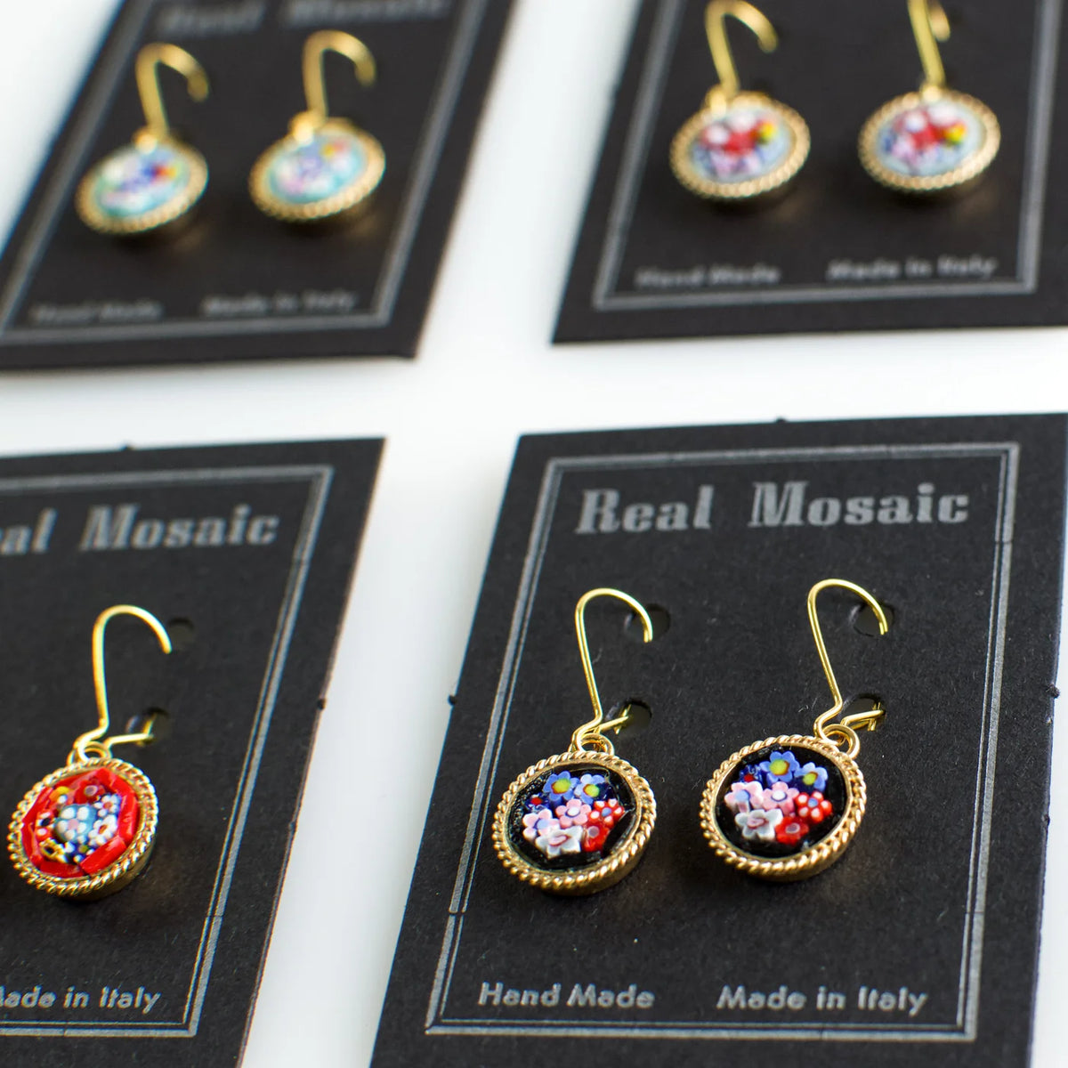 Florentine Micro Mosaic Earrings, Small Circle, Made in Italy - My Italian Decor