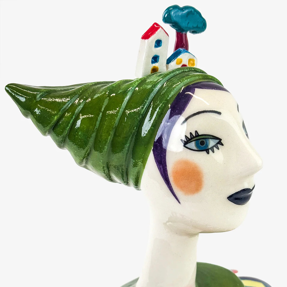 Hand-painted Ceramic Bust, Made in Naples