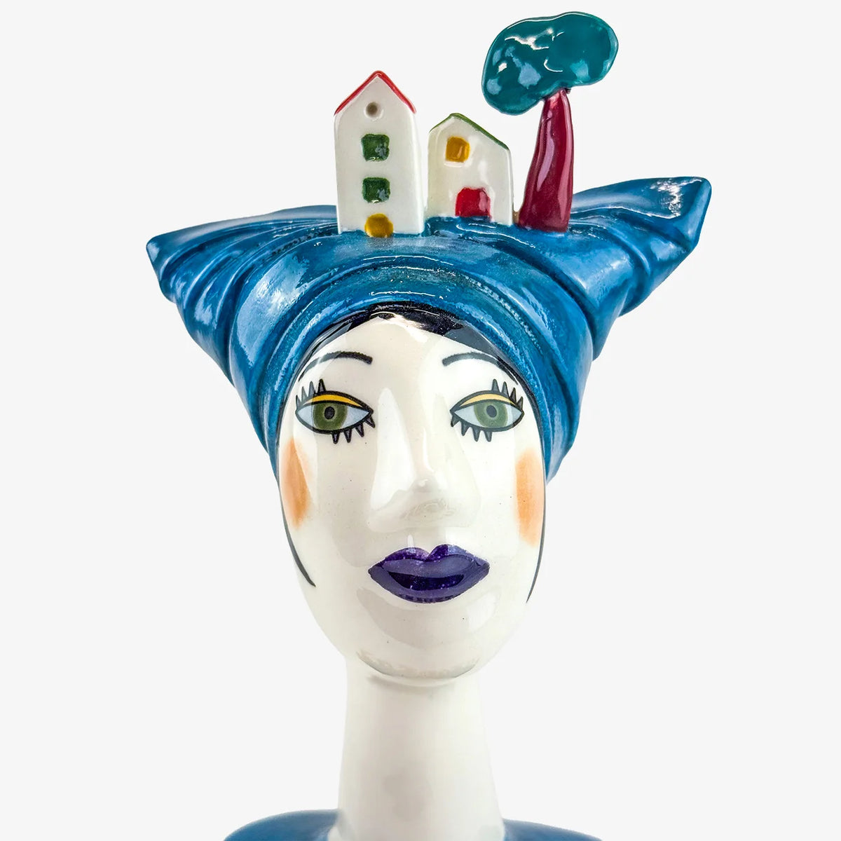 Hand-painted Ceramic Bust, Made in Naples