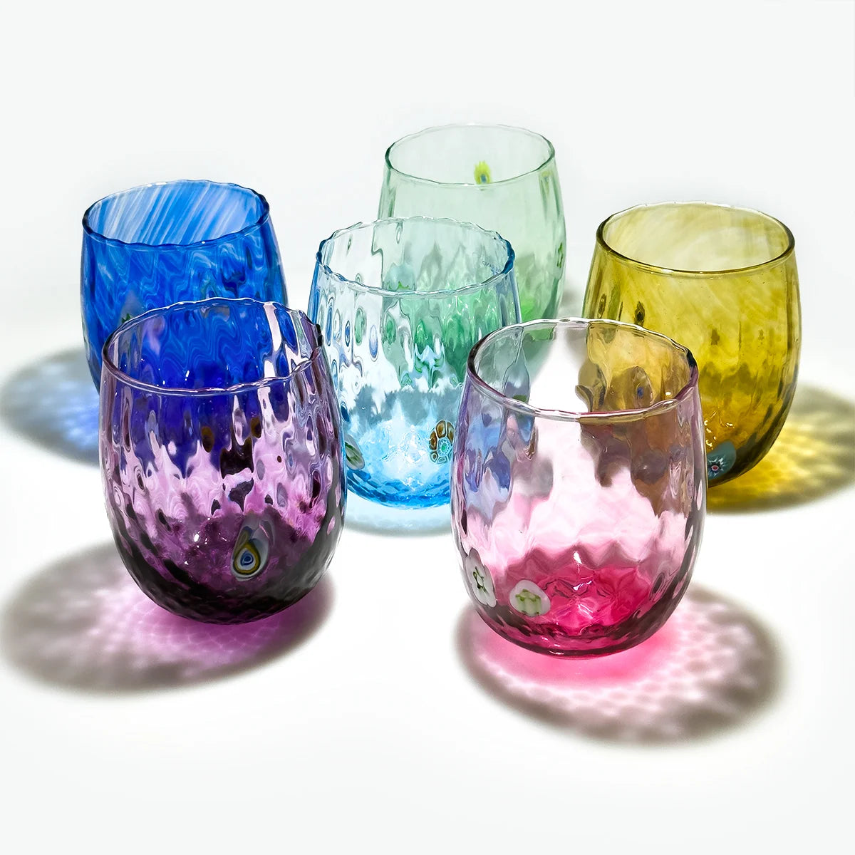 Serena Millefiori Colorful Drinking Glasses, Set of 6