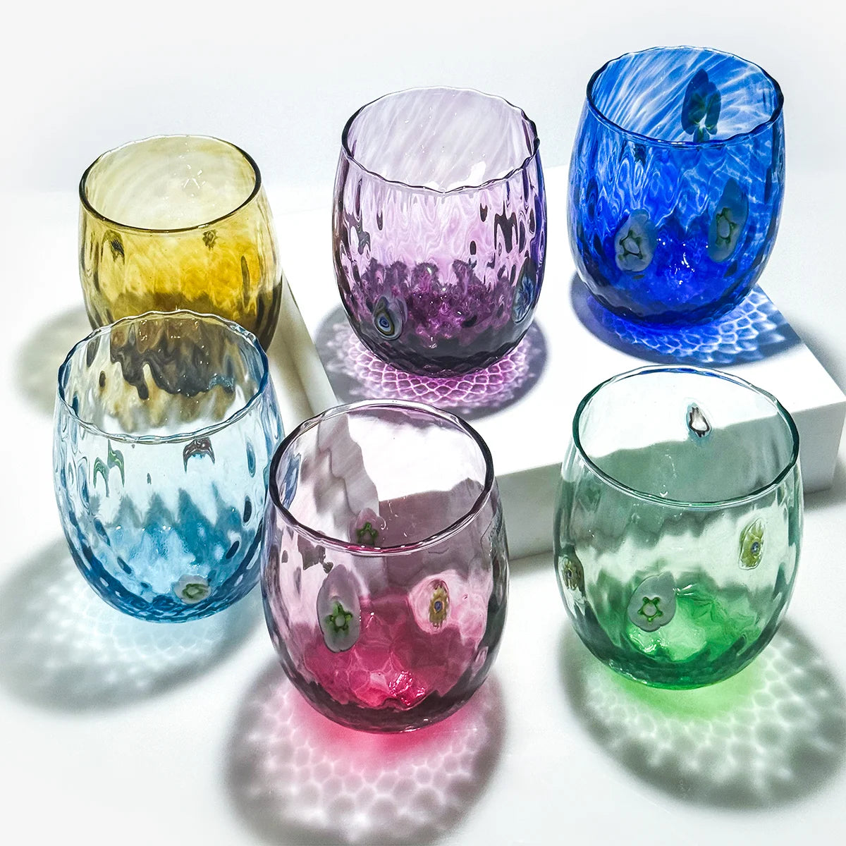 Serena Millefiori Colorful Drinking Glasses, Set of 6