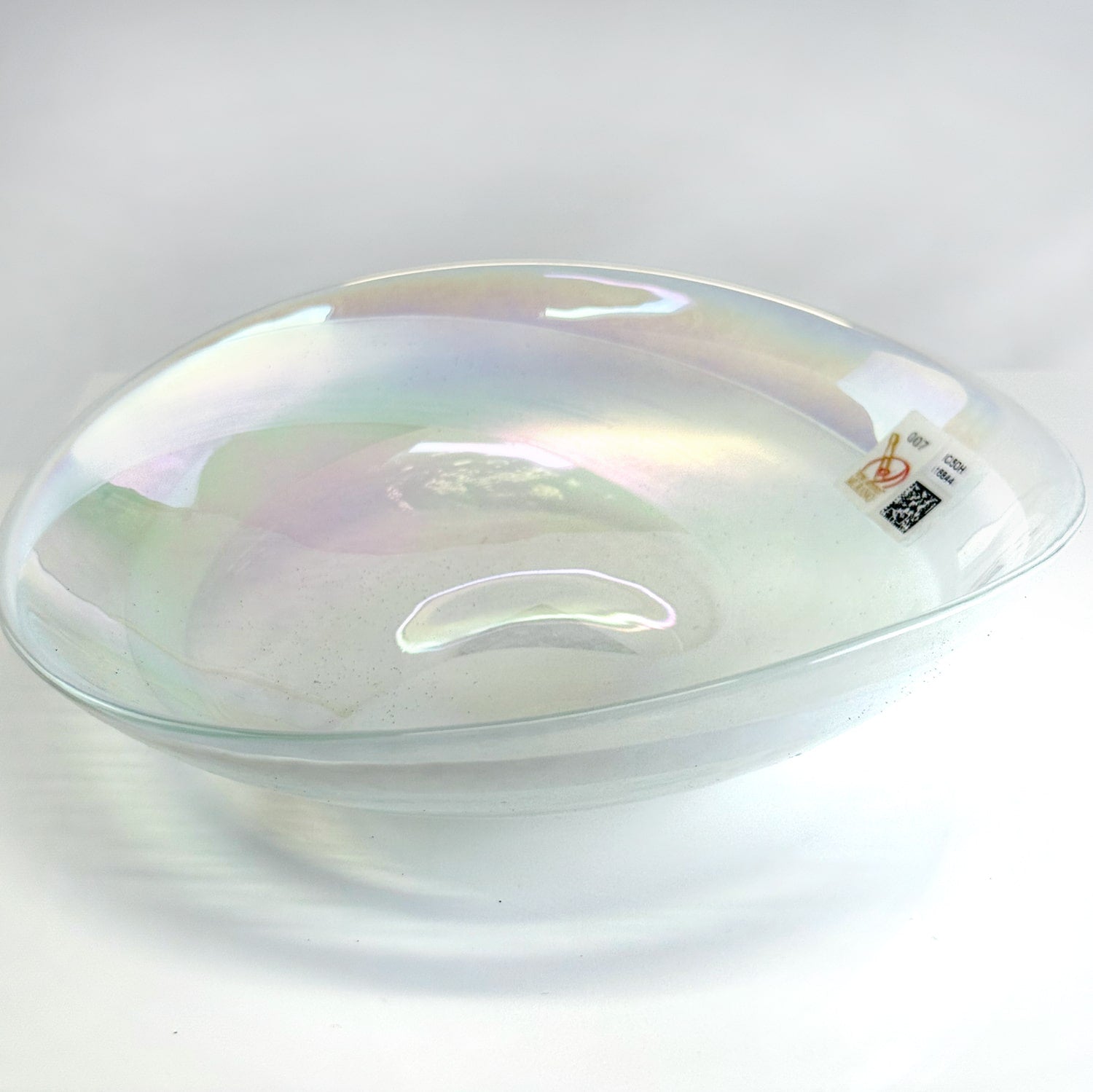 Murano glass shallow spiral bowl by My Italian Decor, handcrafted Italian art glass bowl with colorful spiral design.