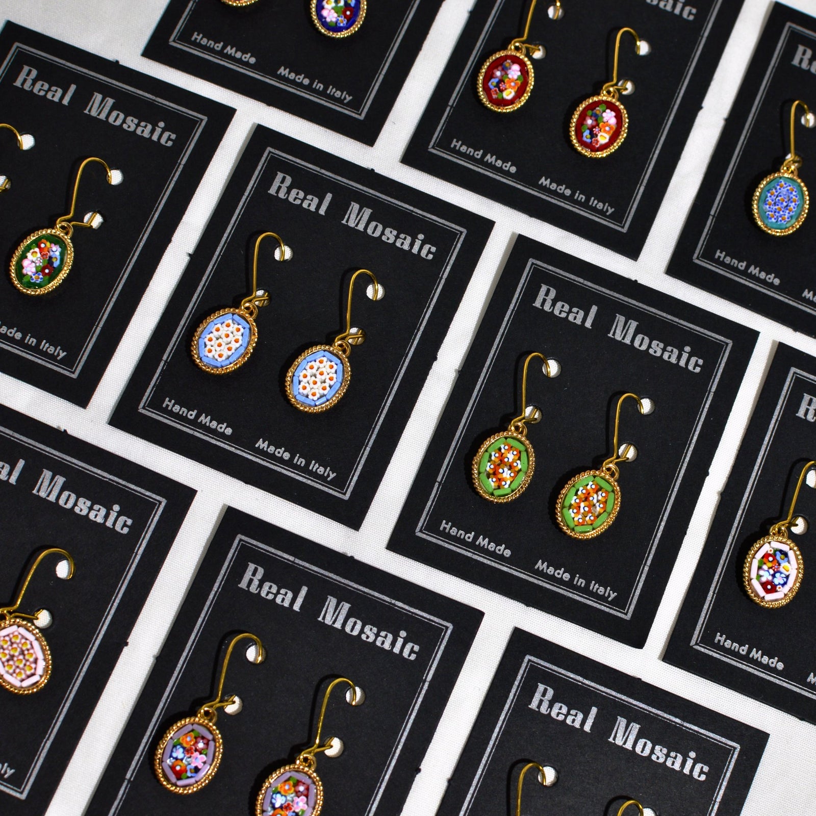 Florentine Micro Mosaic Earrings, Small Oval, Made in Italy - My Italian Decor