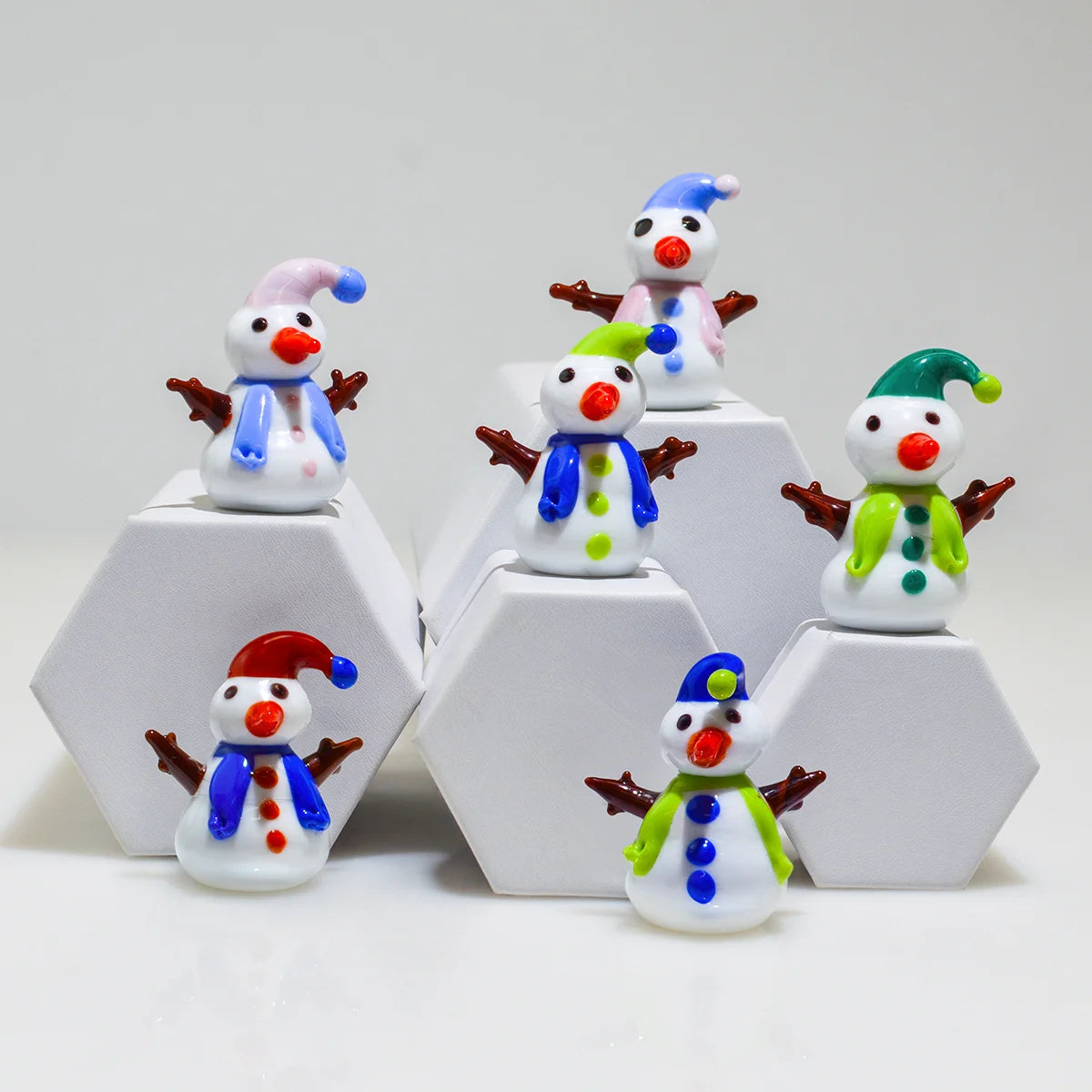 Set of 3 Murano Glass Snowmen, Pupazzo di Neve