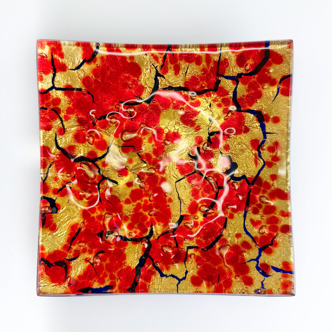 Murano Glass Red & Gold Decorative Dish Plate