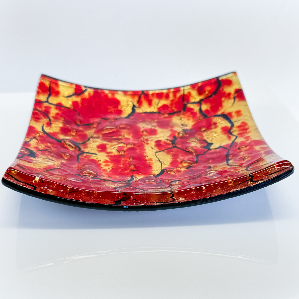 Murano Glass Red & Gold Decorative Dish Plate