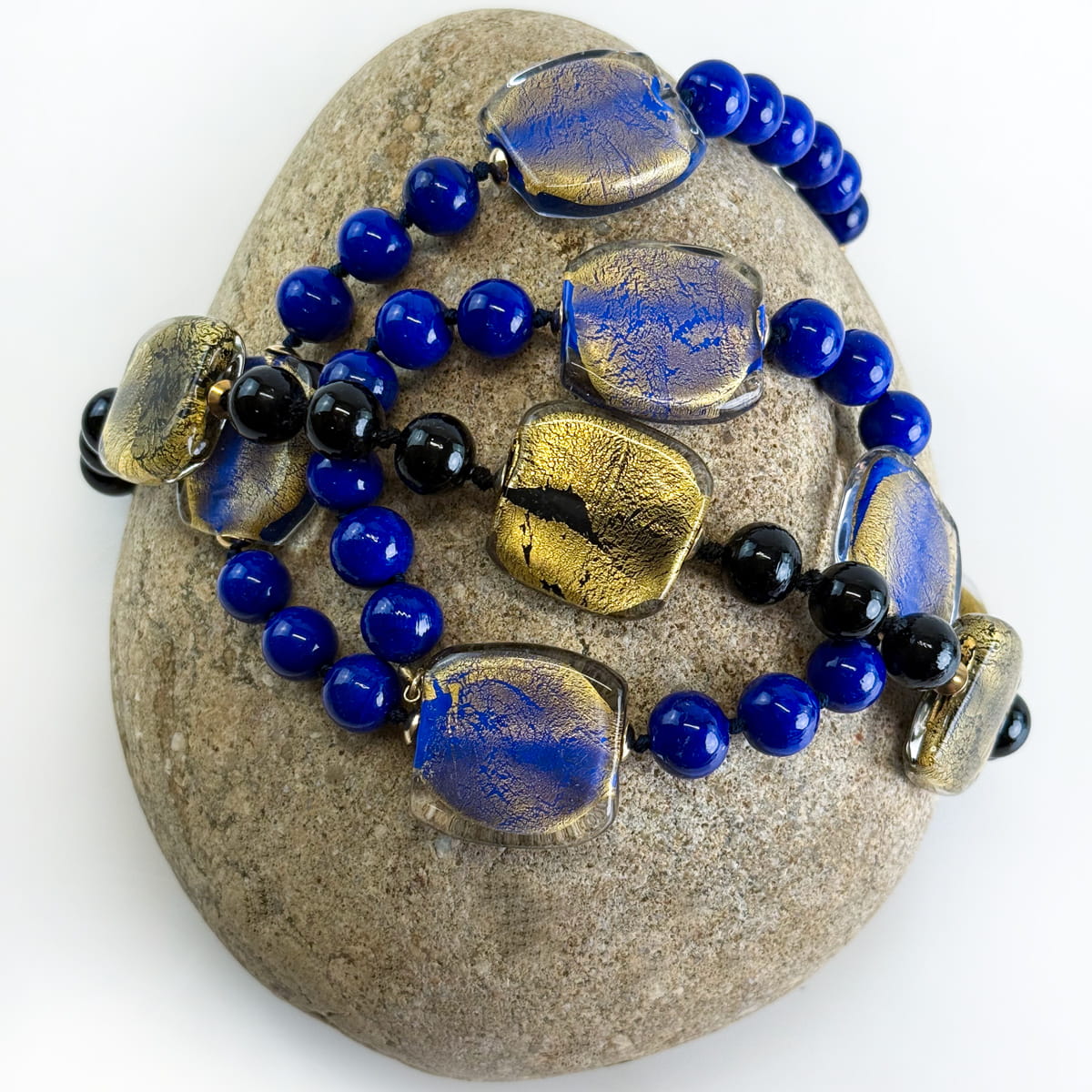 Murano glass square bead necklace by My Italian Decor, featuring vibrant handcrafted Italian jewelry set with colorful square beads.