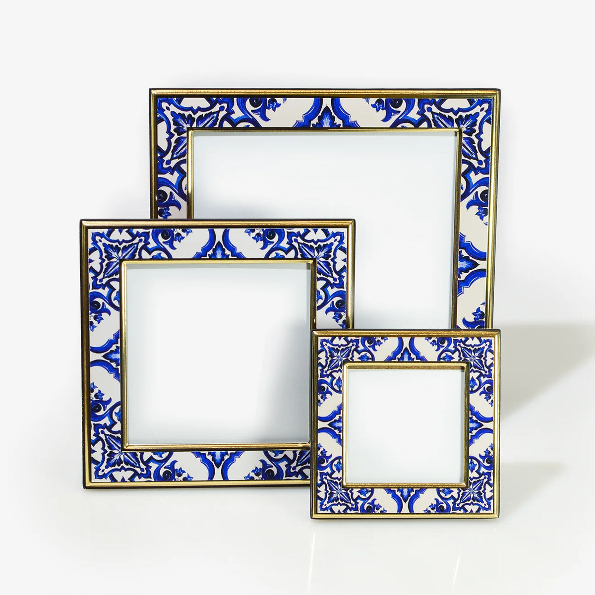 Square Blue & White Photo Frame
