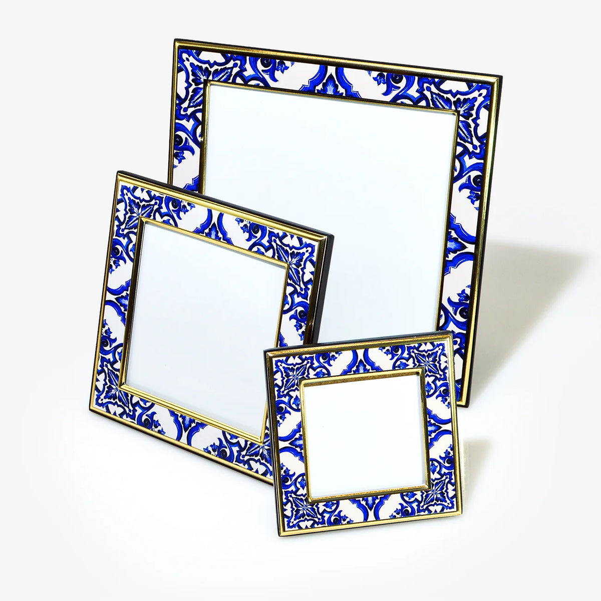 Square Blue & White Photo Frame