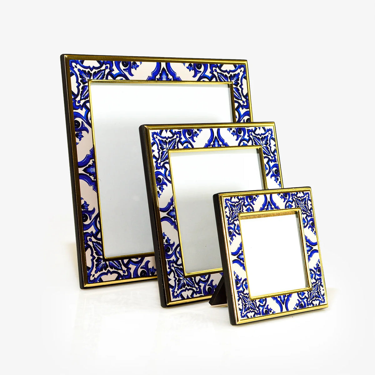 Square Blue & White Photo Frame