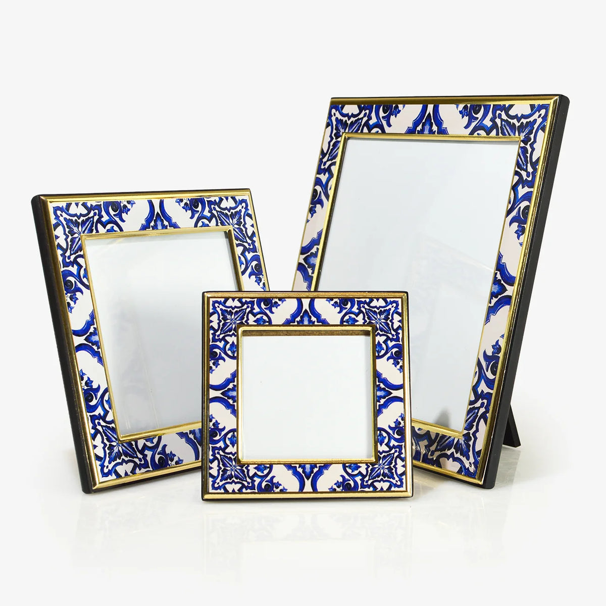 Square Blue & White Photo Frame