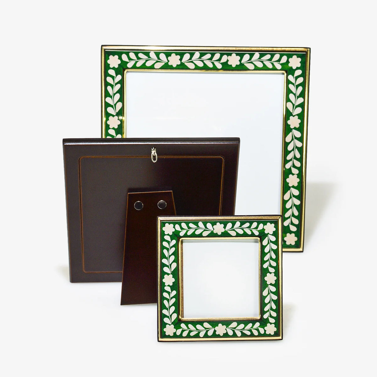 Square Green & White Photo Frame