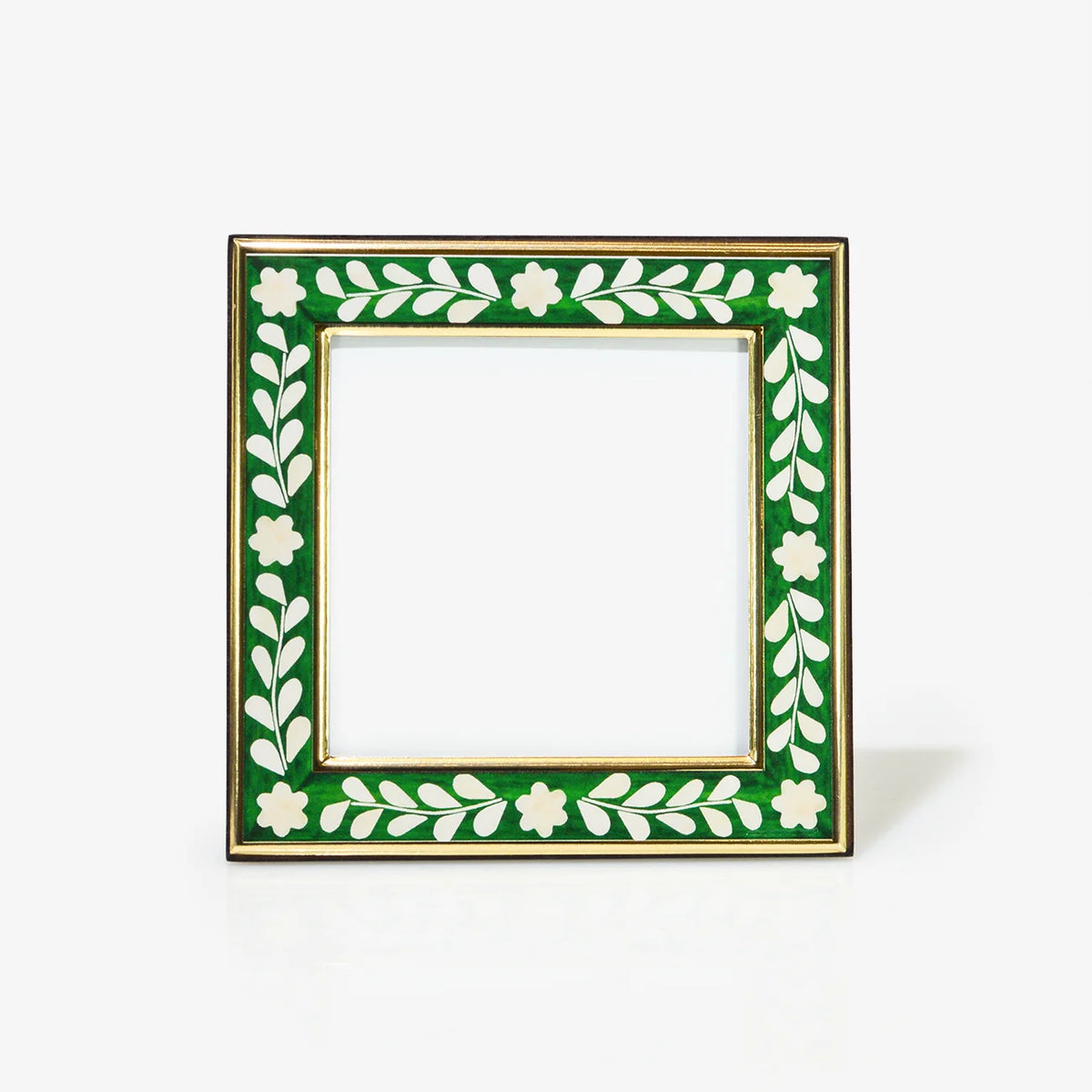 Square Green & White Photo Frame
