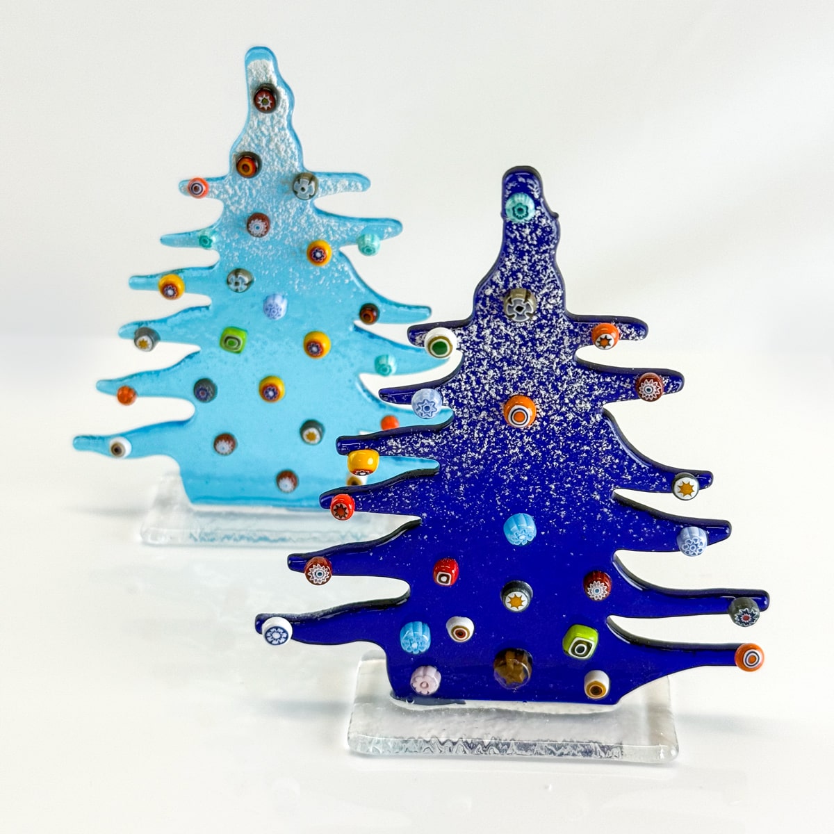 Murano glass pine tree figurine on stand, seasonal holiday decoration, made in Italy by My Italian Decor