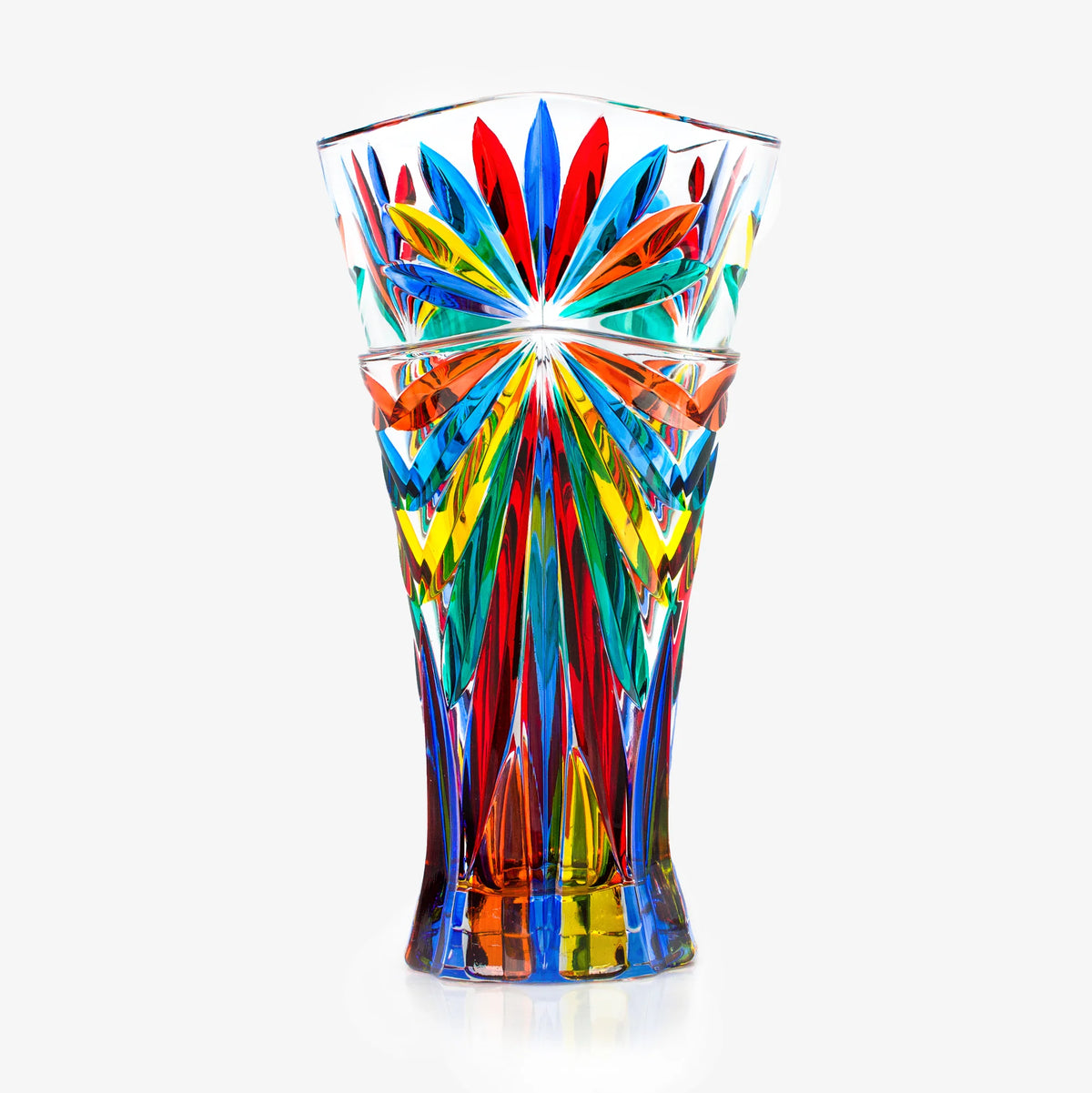 Large Starburst luxury vase by MyItalianDecor, hand painted crystal with intricate design, made in Italy.