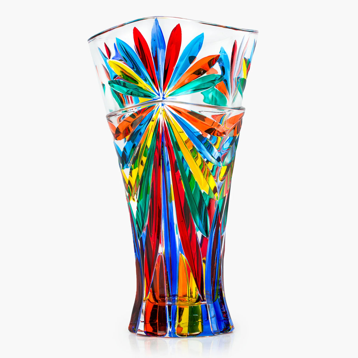 Large Starburst Luxury Vase by MyItalianDecor, hand-painted crystal vase made in Italy, elegant decorative piece.