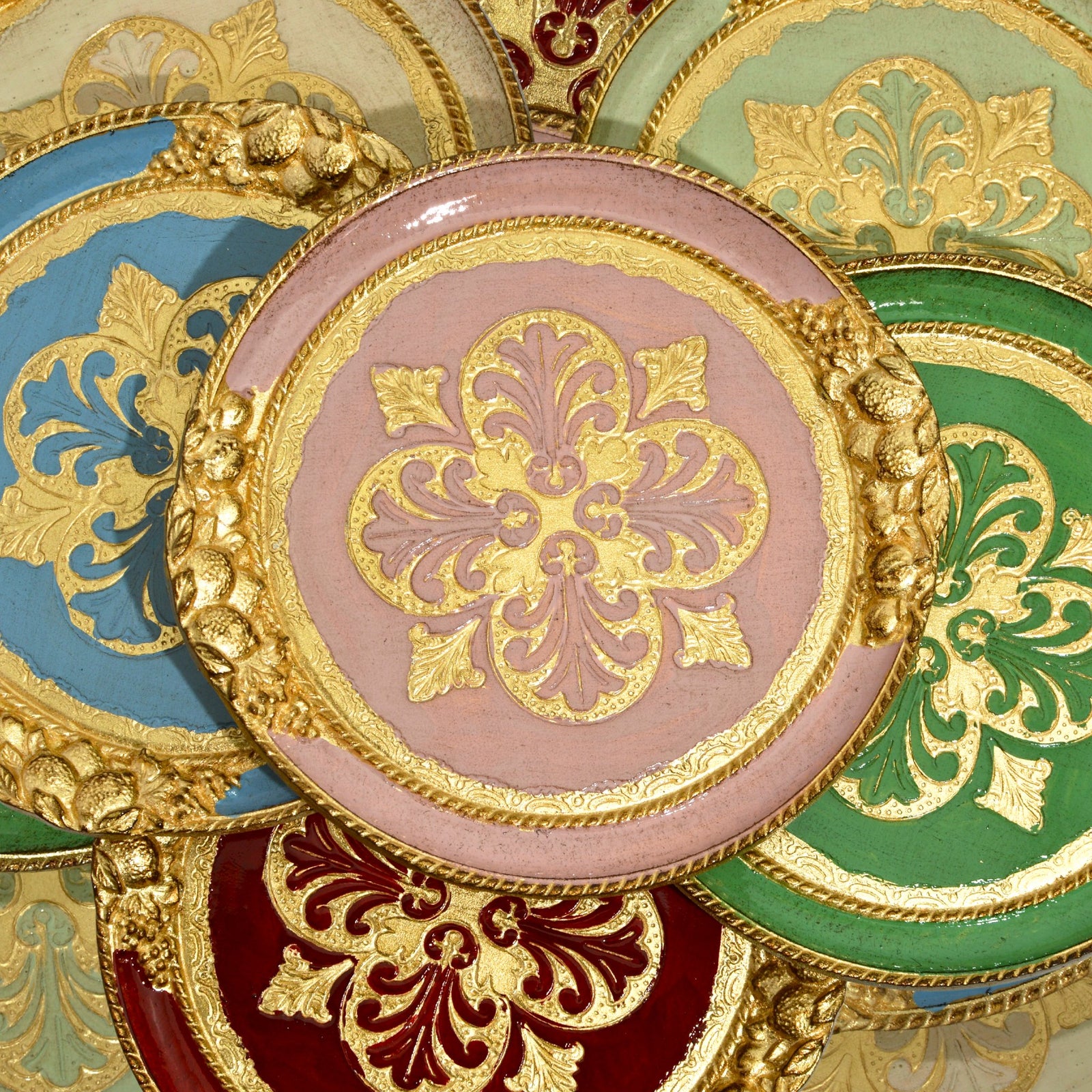 Florentine Carved Wood Small Circle Lemon Tray - My Italian Decor