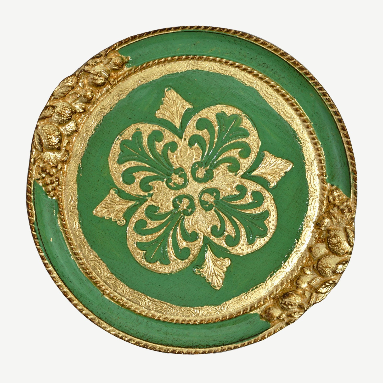 Florentine Carved Wood Small Circle Lemon Tray - My Italian Decor