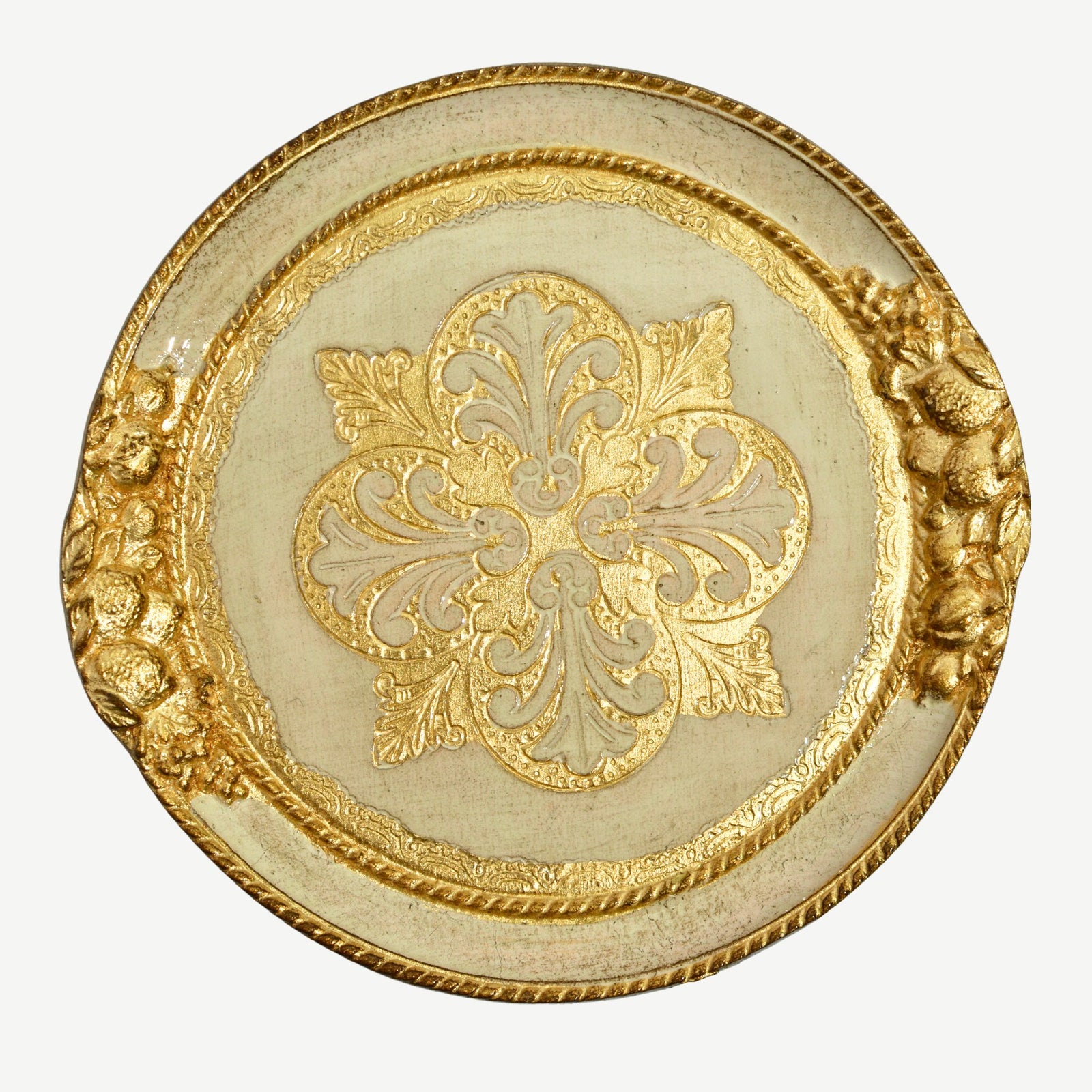 Florentine Carved Wood Small Circle Lemon Tray - My Italian Decor