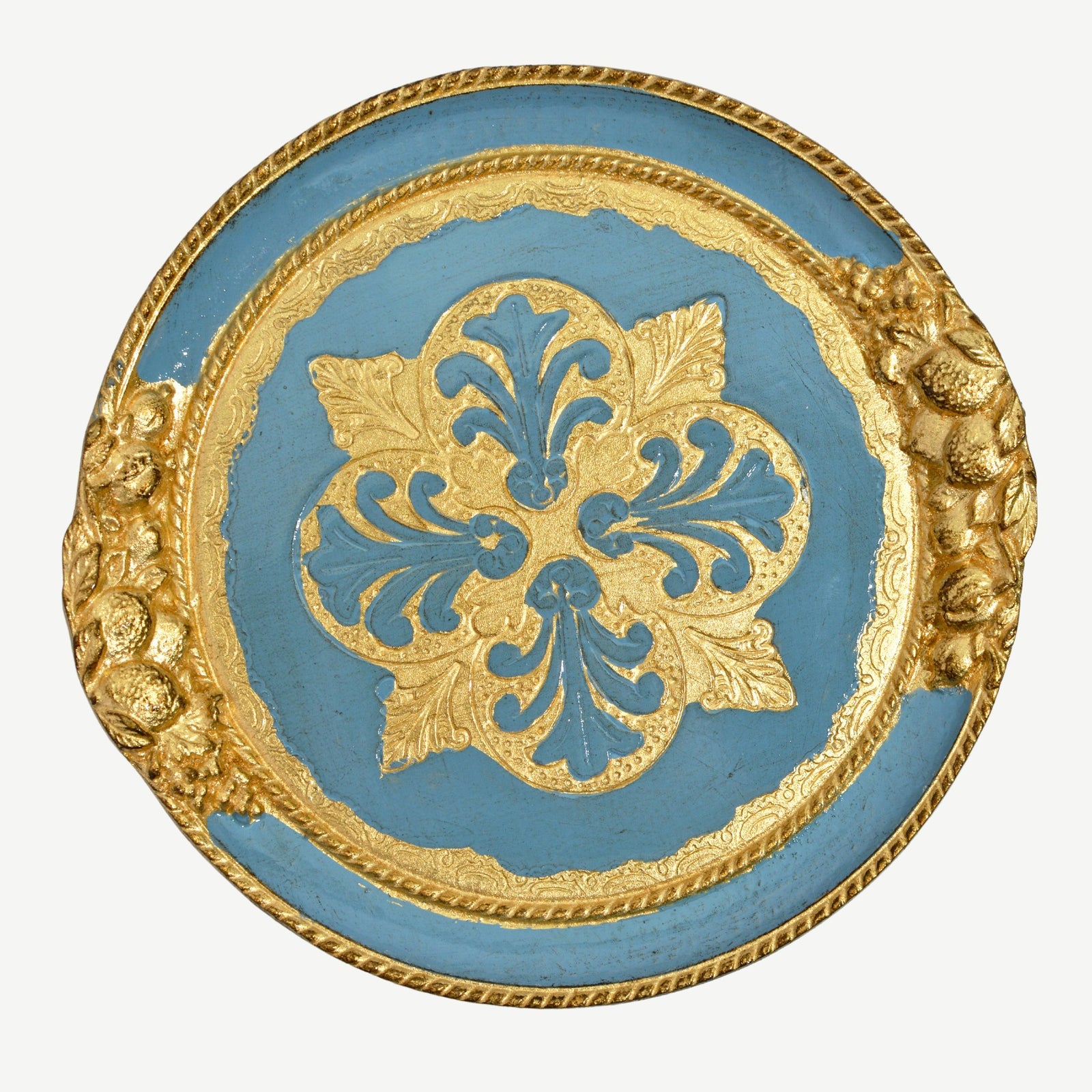 Florentine Carved Wood Small Circle Lemon Tray - My Italian Decor