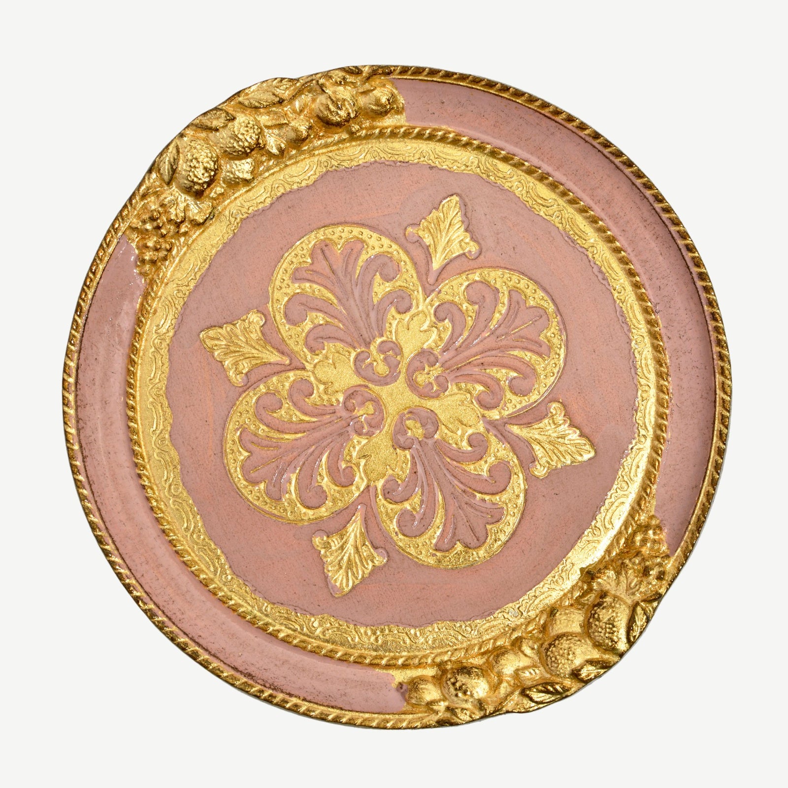 Florentine Carved Wood Small Circle Lemon Tray - My Italian Decor