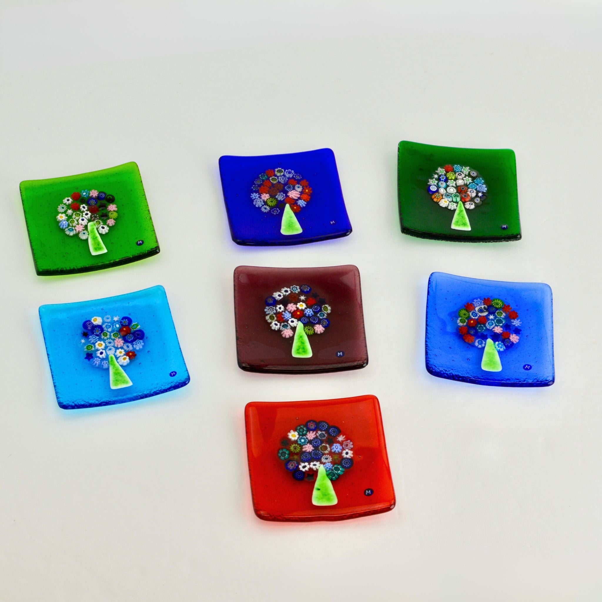 Murano Glass 4 inch Flat Catch-all Millefiori Dish - Tree of Life