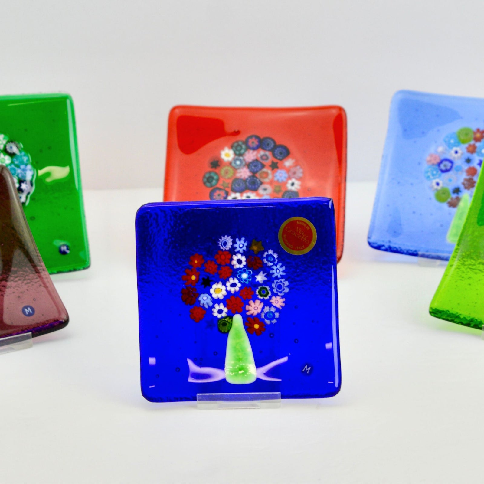 Murano Glass 4 inch Flat Catch-all Millefiori Dish - Tree of Life - My Italian Decor