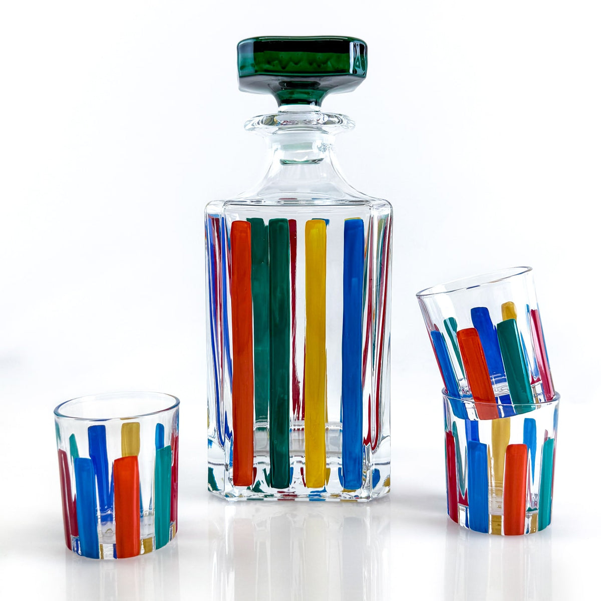 Italian Crystal Timeless Decanter - Multicolor Opaque Glass