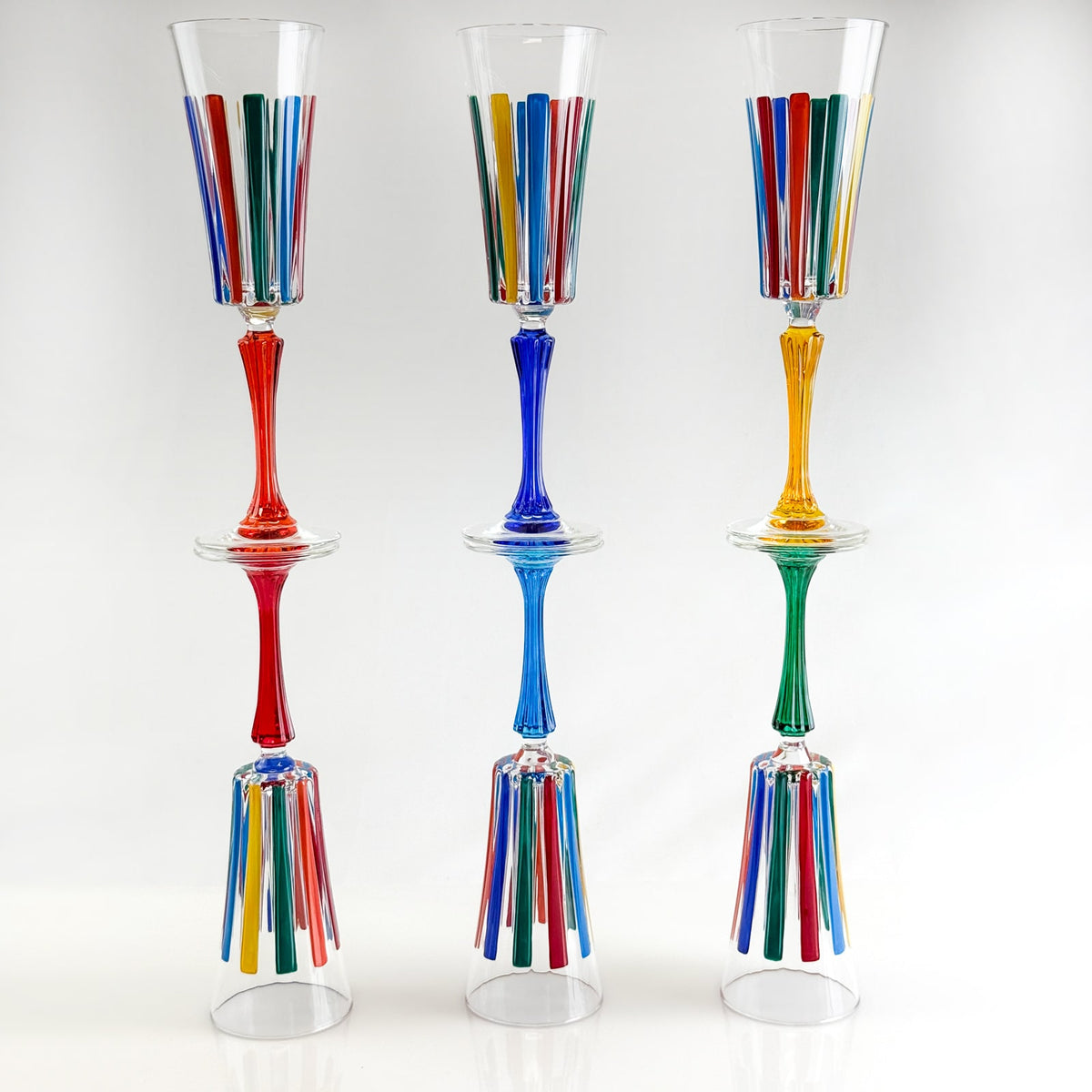 Set of 2 Champagne Glasses - Timeless Multicolor Opaque